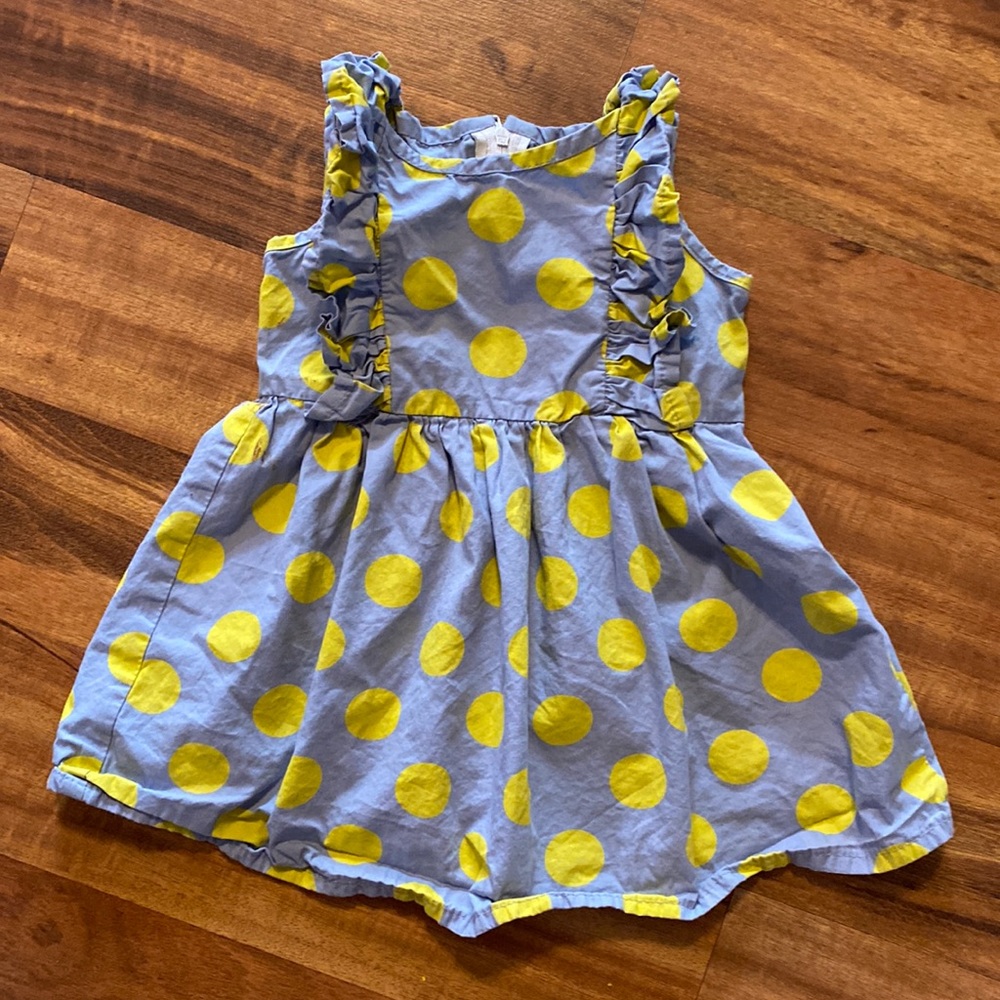 Baby yellow polka dot can dress or top, 1-2year (12-24mo)